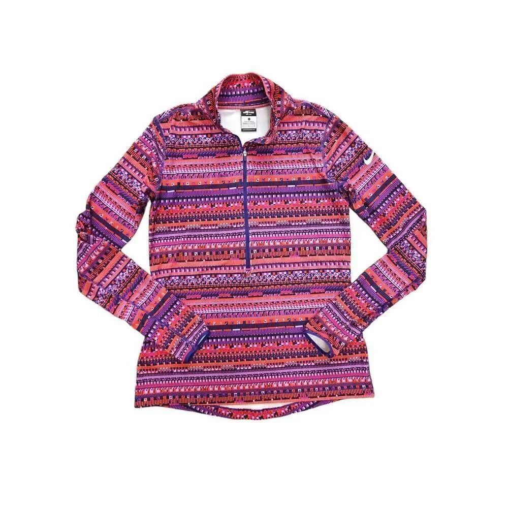 NIKE PRO women 1/4 zip Large Performance  lightweight pullover multicolor